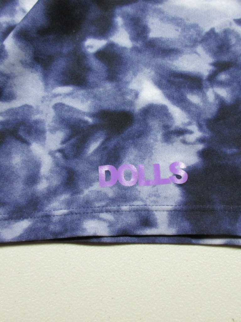 Rebdolls Womens Purple White Tiedye Nylon Crop Thumbhole Compression L Euc — image 7 of 7